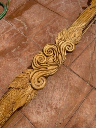 Soporte Cortinas Artesanal de Madera Roble