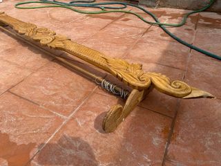 Soporte Cortinas Artesanal de Madera Roble