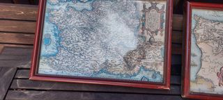 3 Mapas Antiguos enmarcados
