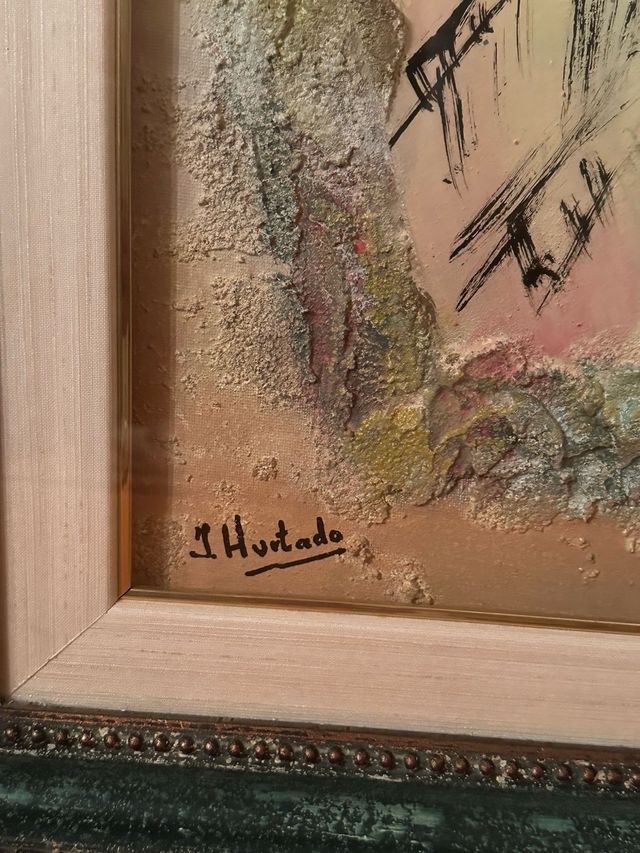 Cuadro abstracto con partituras