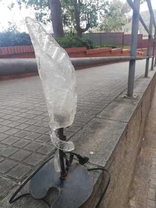 Lampara mesilla forja y cristal