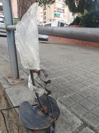 Lampara mesilla forja y cristal