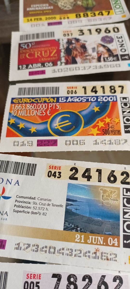 Lotería ONCE antigua: cupones