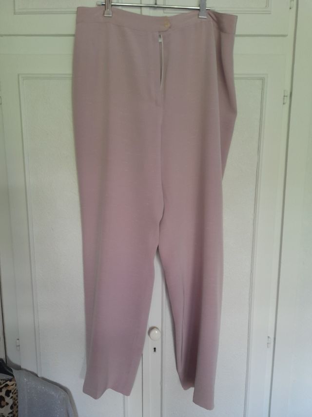 Pantalón recto mujer rosa palo