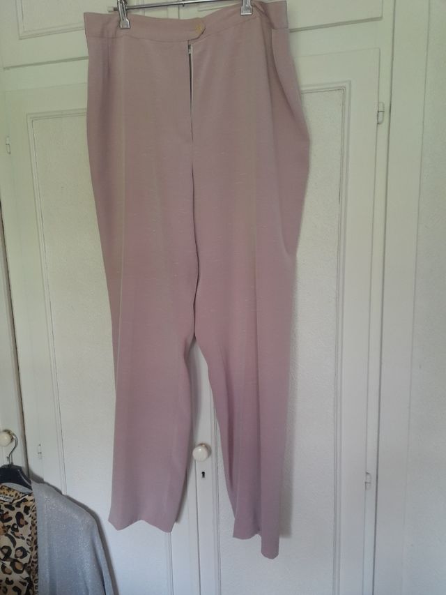 Pantalón recto mujer rosa palo