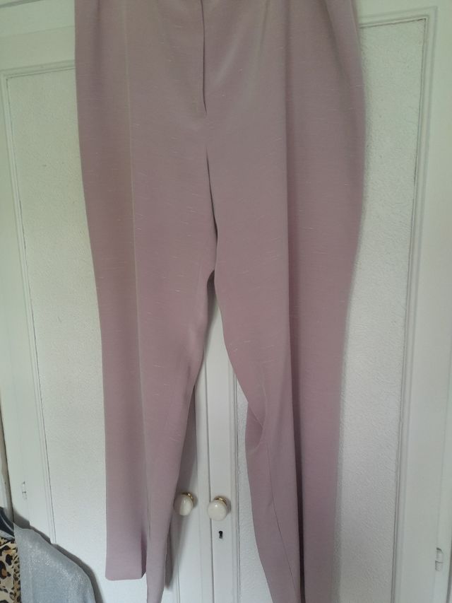 Pantalón recto mujer rosa palo