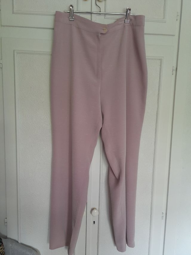 Pantalón recto mujer rosa palo