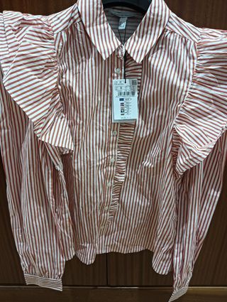 Camisa Pedro del Hierro rayas color teja y Blanco 