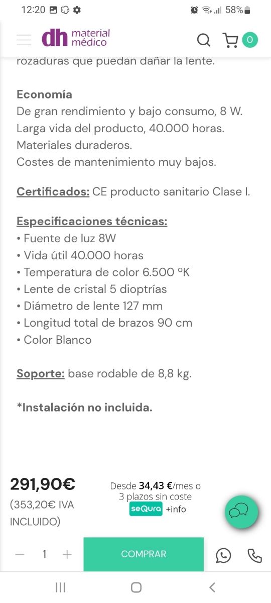 Lampara lupa MIMSAL aumento blanca