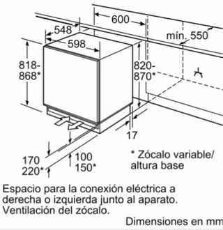 Congelador integrable bajo encimera