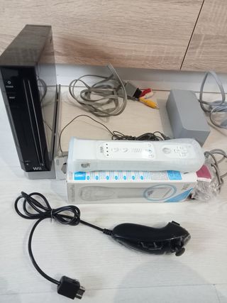Wii consola negra - mando blanco