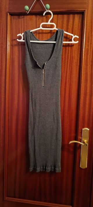 Vestido gris punto tirantes