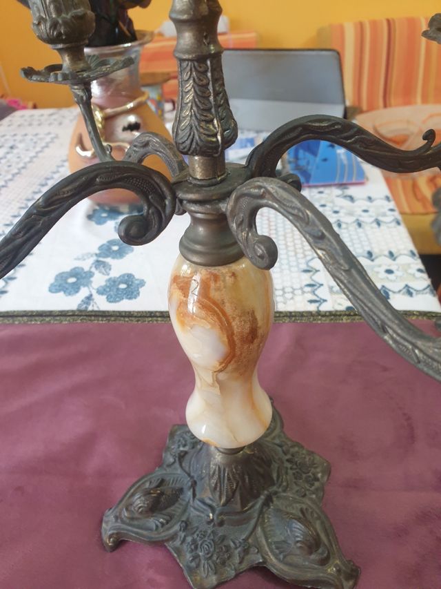 Candelabros vintage metal bronce 32cm ITALY