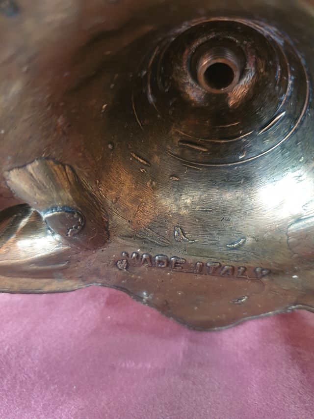 Candelabros vintage metal bronce 32cm ITALY