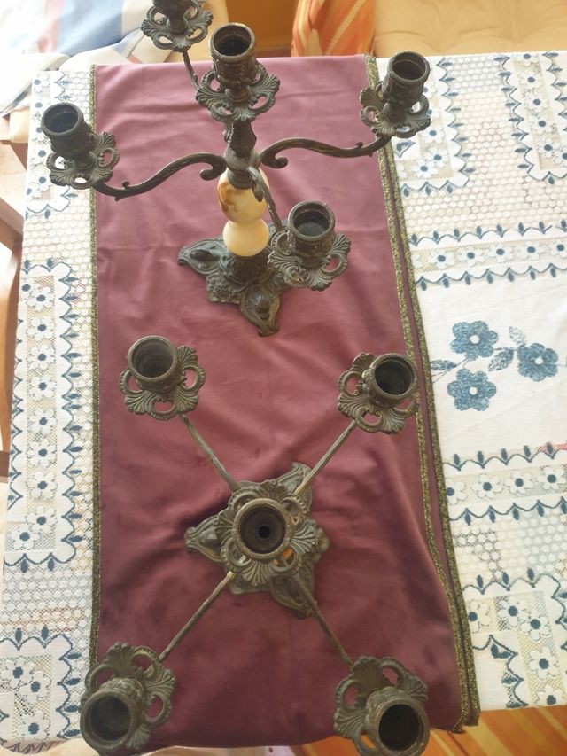 Candelabros vintage metal bronce 32cm ITALY