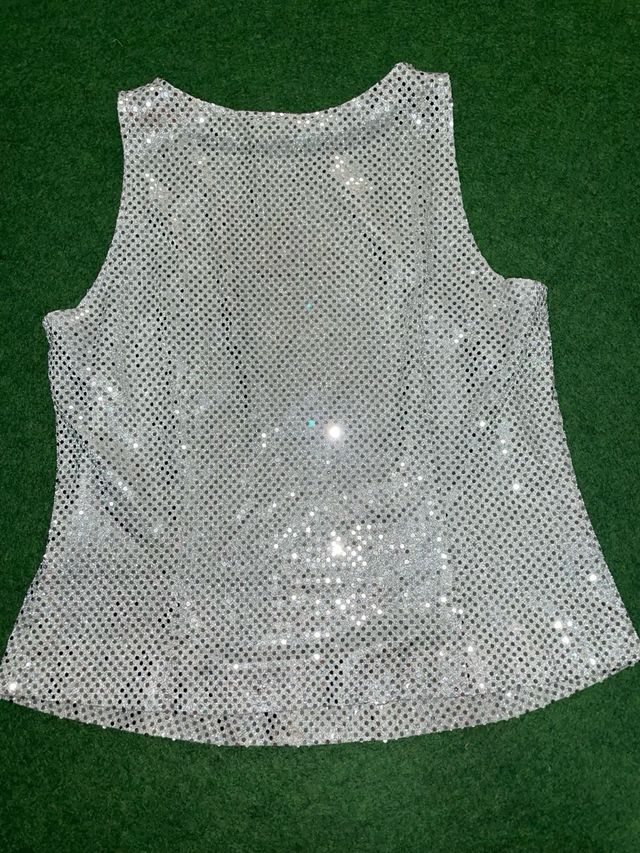 Top  Plateado Talla XL