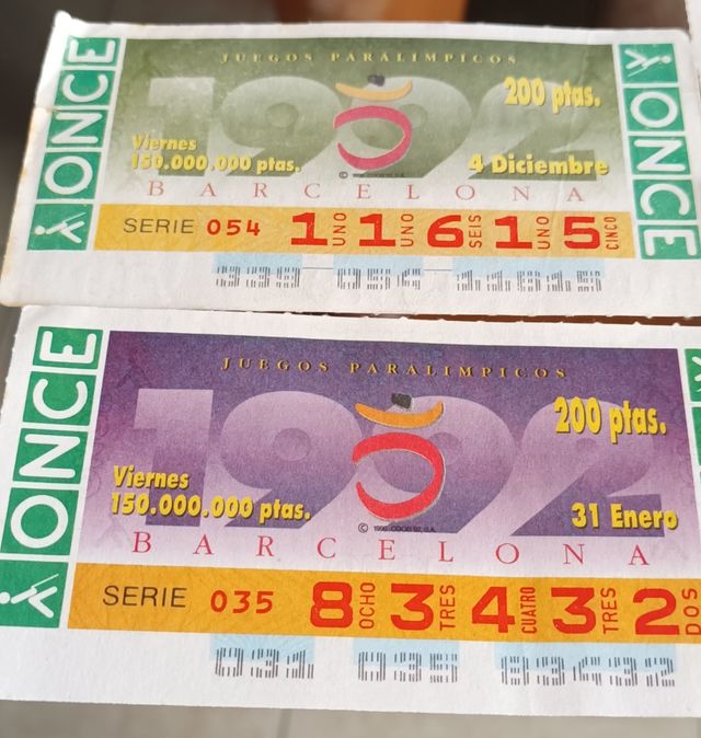 5 Cupones ONCE Juegos Paralímpicos Barcelona 92