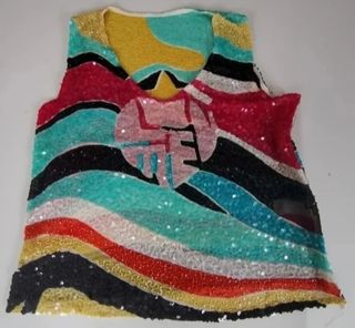 Top paillettes multicolor tg S