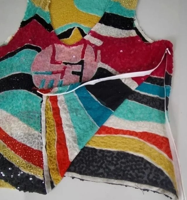 Top paillettes multicolor tg S