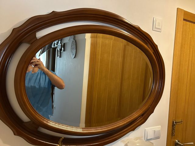 Espejo ovalado madera marrón