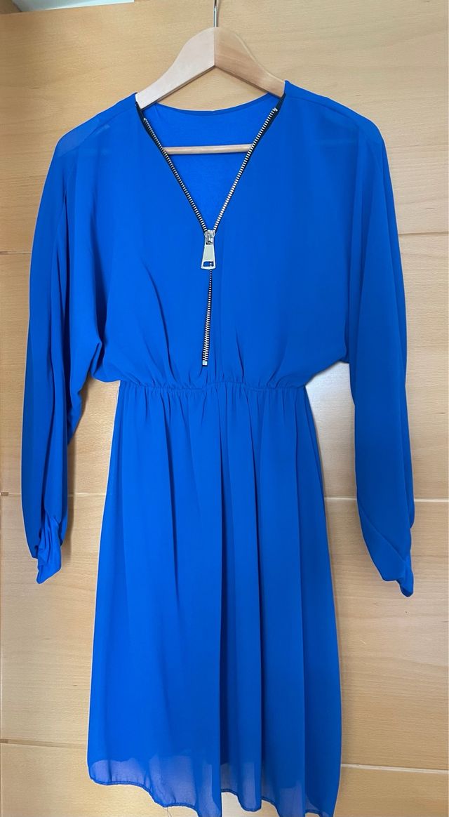 Vestido corto gasa cremallera escote T40/42