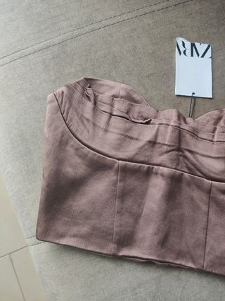 Top Zara corset bustier rosa marrón