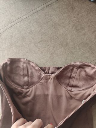 Top Zara corset bustier rosa marrón