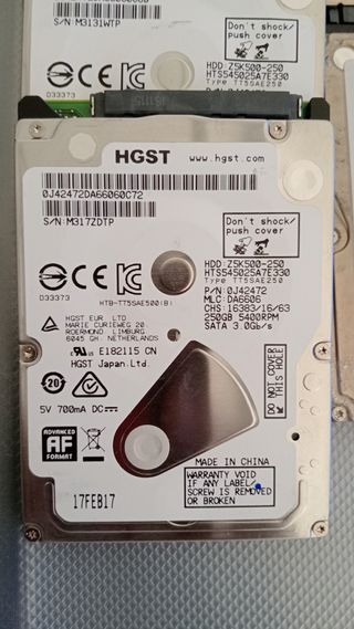 Lote 10 HDD's para Laptop - HGST, Hitachi, Seagate