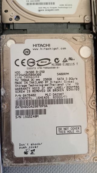 Lote 10 HDD's para Laptop - HGST, Hitachi, Seagate