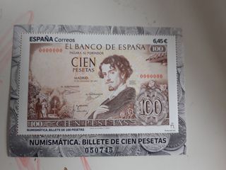 Sello numismatica billete 100pts