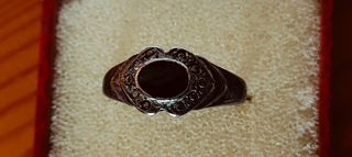 Anillo antiguo color plata, talla 22
