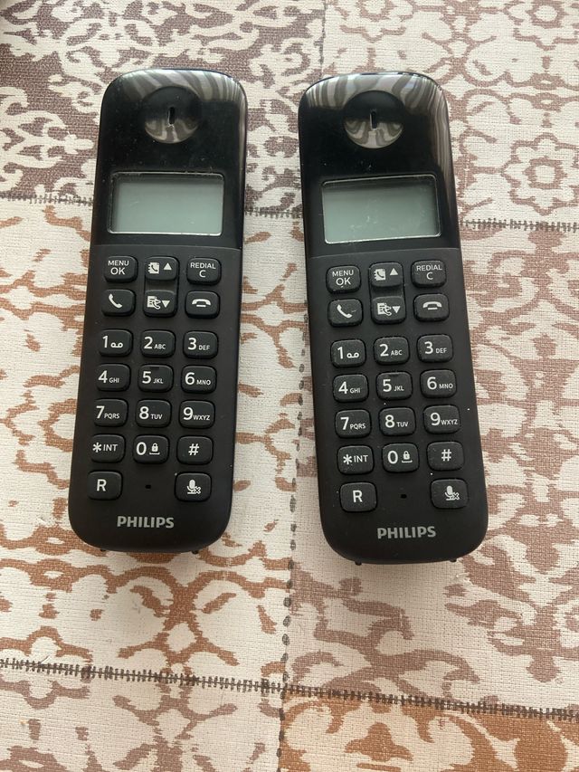 2 Teléfonos inalámbricos Philips negros