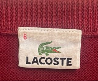 Jersey Lacoste T6 Color burdeos.  Cuello redondo.