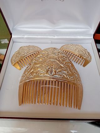 Peinetas Fallera Dorado-Blanco