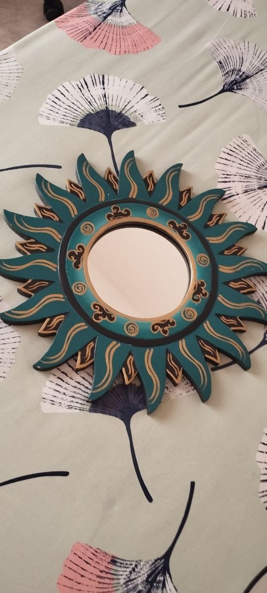 Specchio sole teal e oro