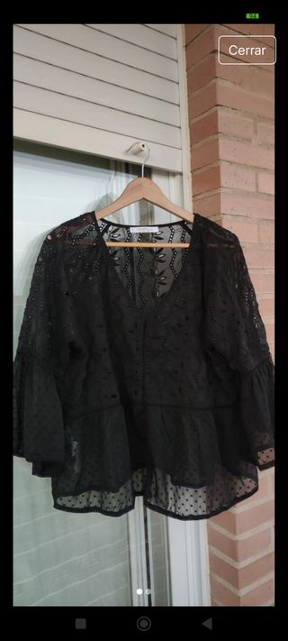 Blusa negra mujer gasa