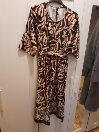 Vestito fantasia nero marrone e beige tg