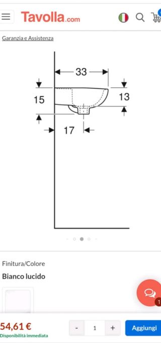 Lavabo Pozzi Ginori bianco nuovo