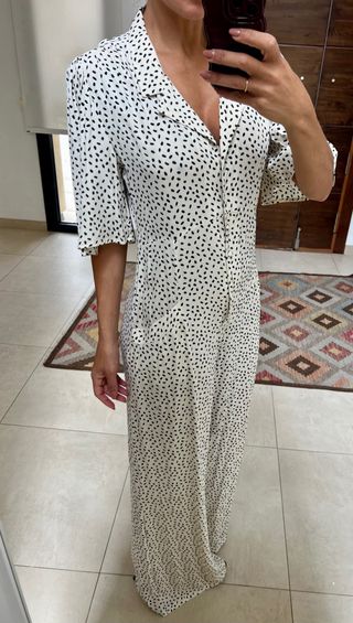 Mono Mango lunares blanco M
