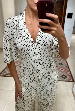 Mono Mango lunares blanco M