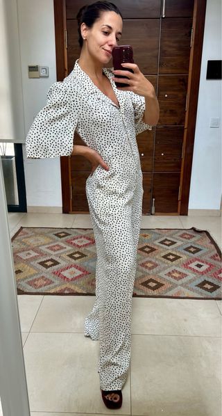 Mono Mango lunares blanco M