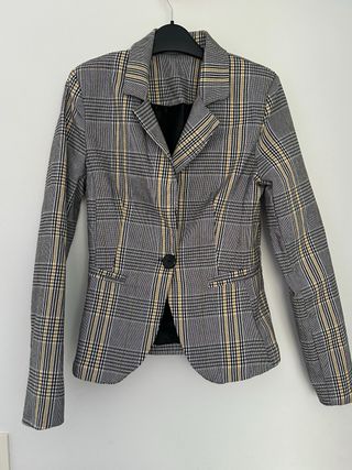 Chaqueta cuadros gris-amarillo