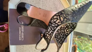 Zapatos encaje, negros, de salón 37