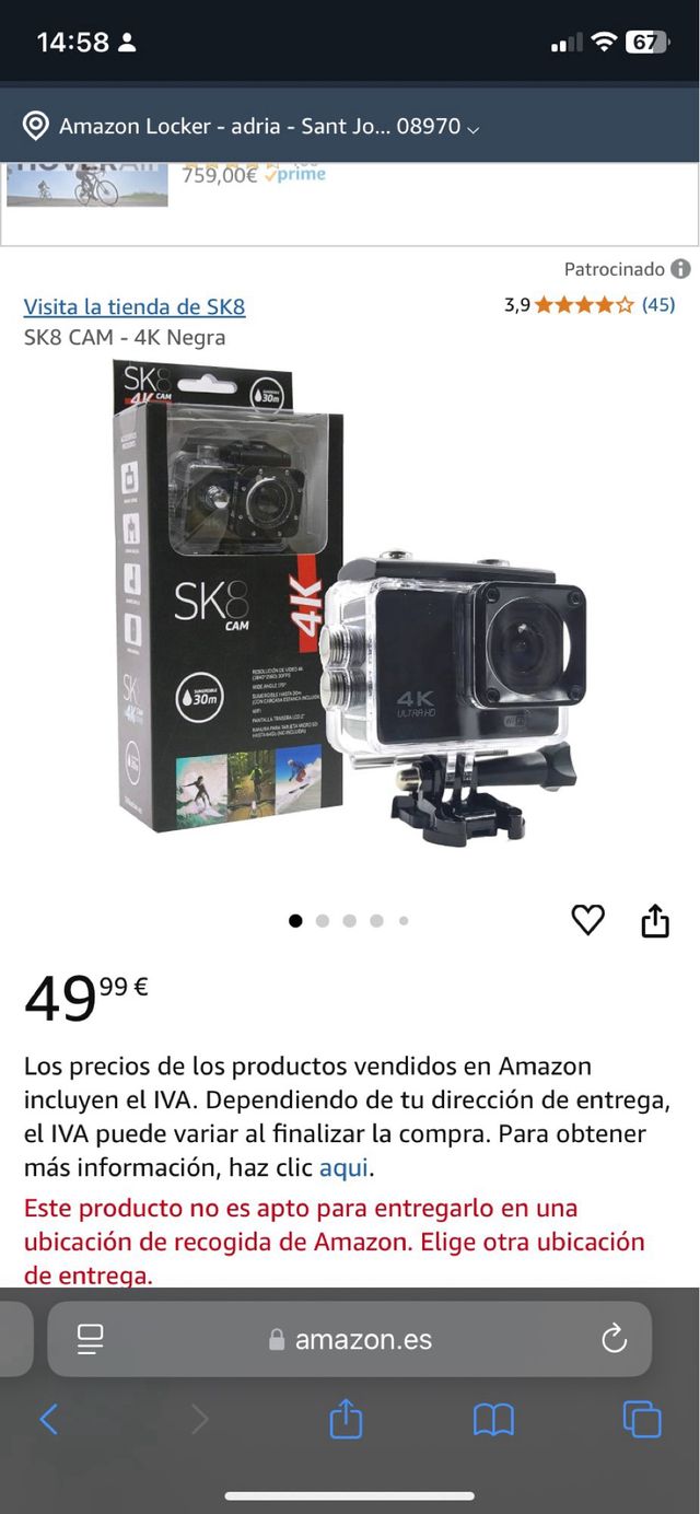 SK8 Cam 4K - Cámara deportiva