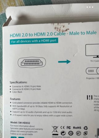 Cable HDMI 2.0 Syncwire 2m