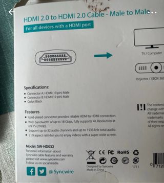 Cable HDMI 2.0 Syncwire 2m