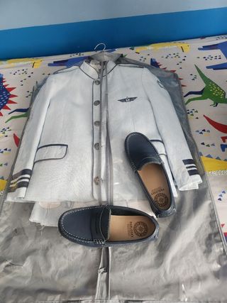 Traje comunión niño - azul y blanco