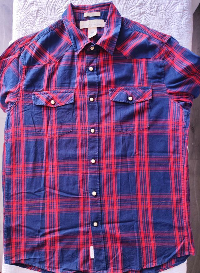 Camisa cuadros hombre rojo-azul