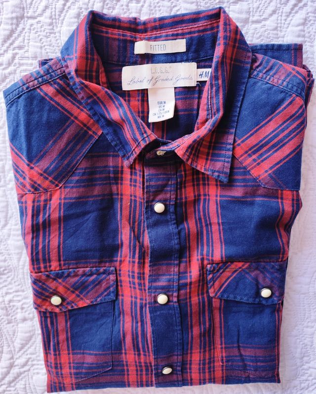 Camisa cuadros hombre rojo-azul