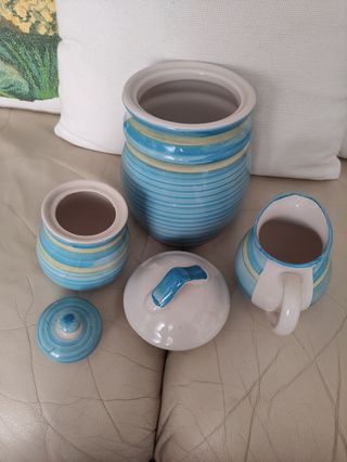 Set zuccheriera, lattiera e biscottiera  ceramica 